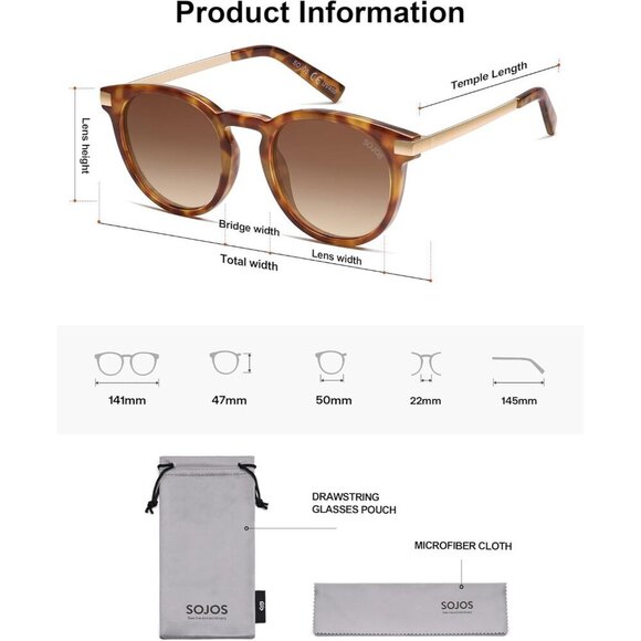 Retro Round Polarized Sunglasses Women Men UV400 TAC Trendy Vintage main image 4